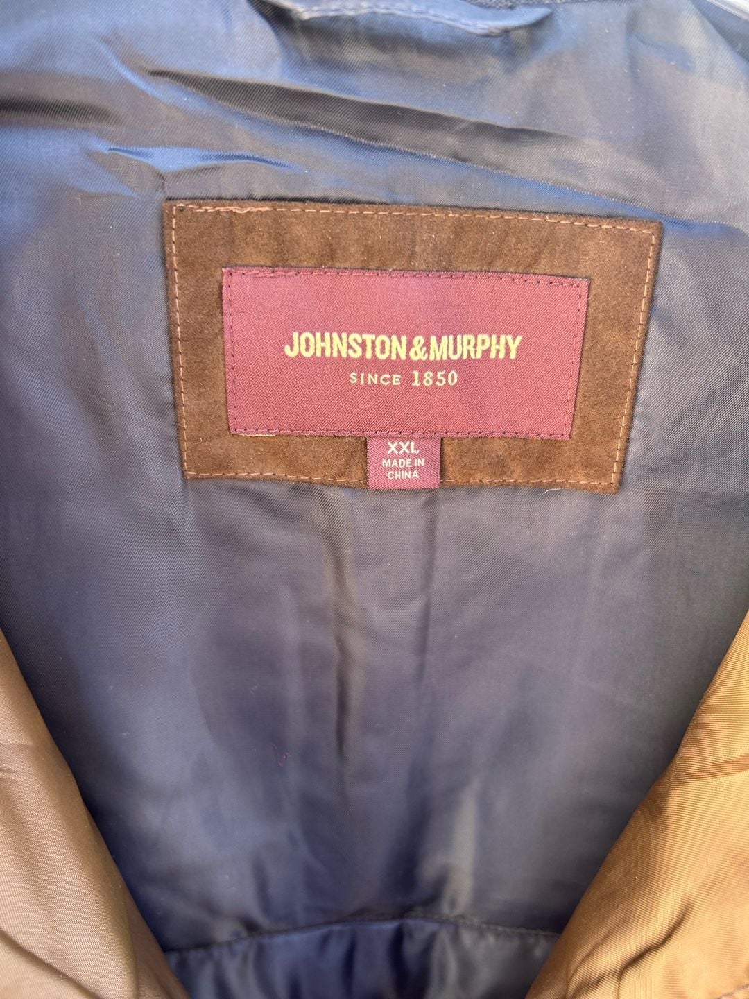 Johnston & Murphy Mens XXL Navy Quilted Full-Zip Vest with Suede Trim 5
