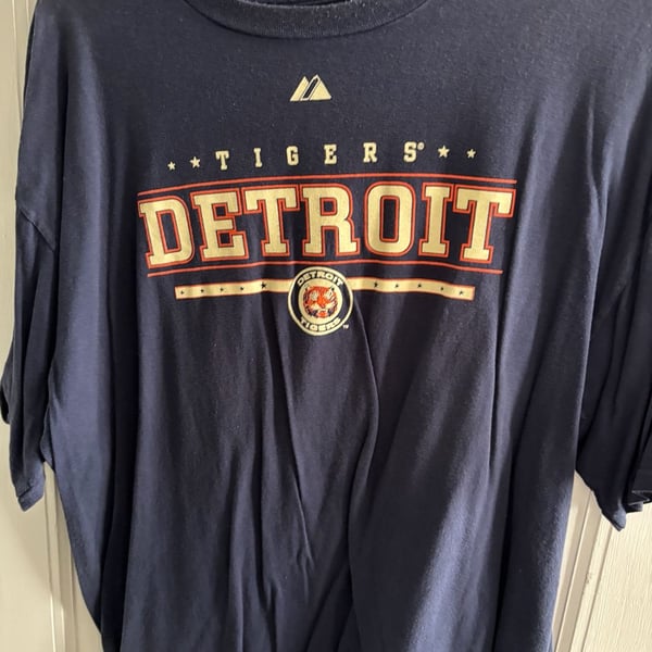Majestic Detroit Tigers Navy Blue MLB Graphics T-Shirt Size 2XL