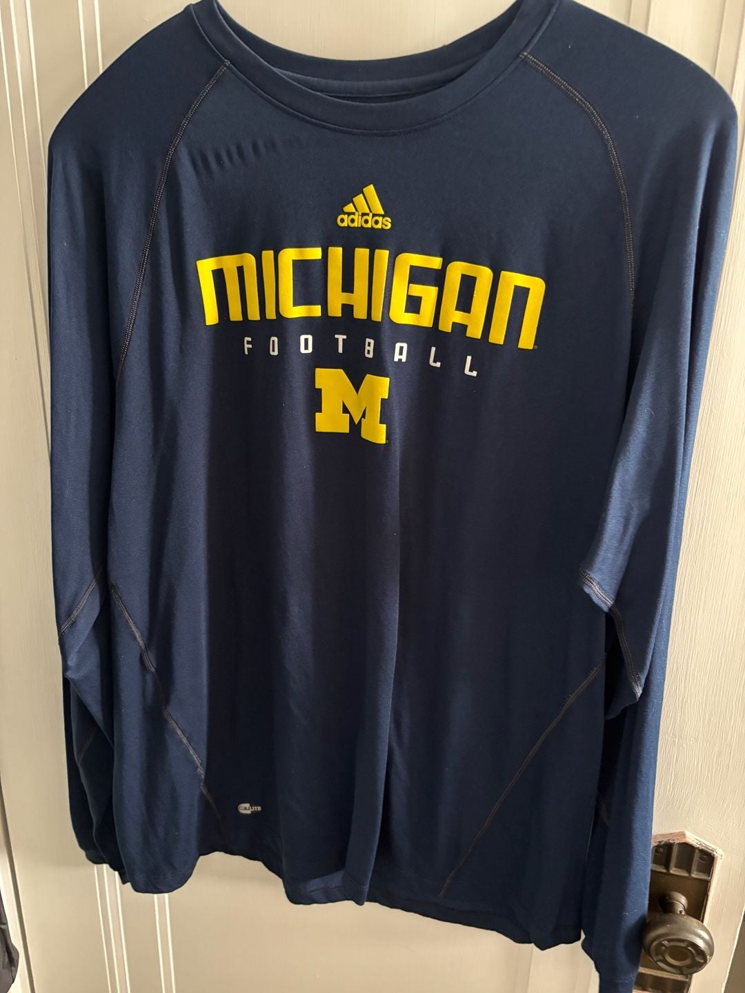 Adidas MI Wolverines Football Climalite Long Sleeve Performance Tee Size 2XL 2