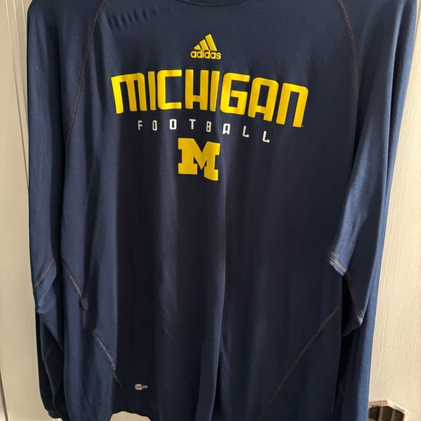 Adidas MI Wolverines Football Climalite Long Sleeve Performance Tee Size 2XL