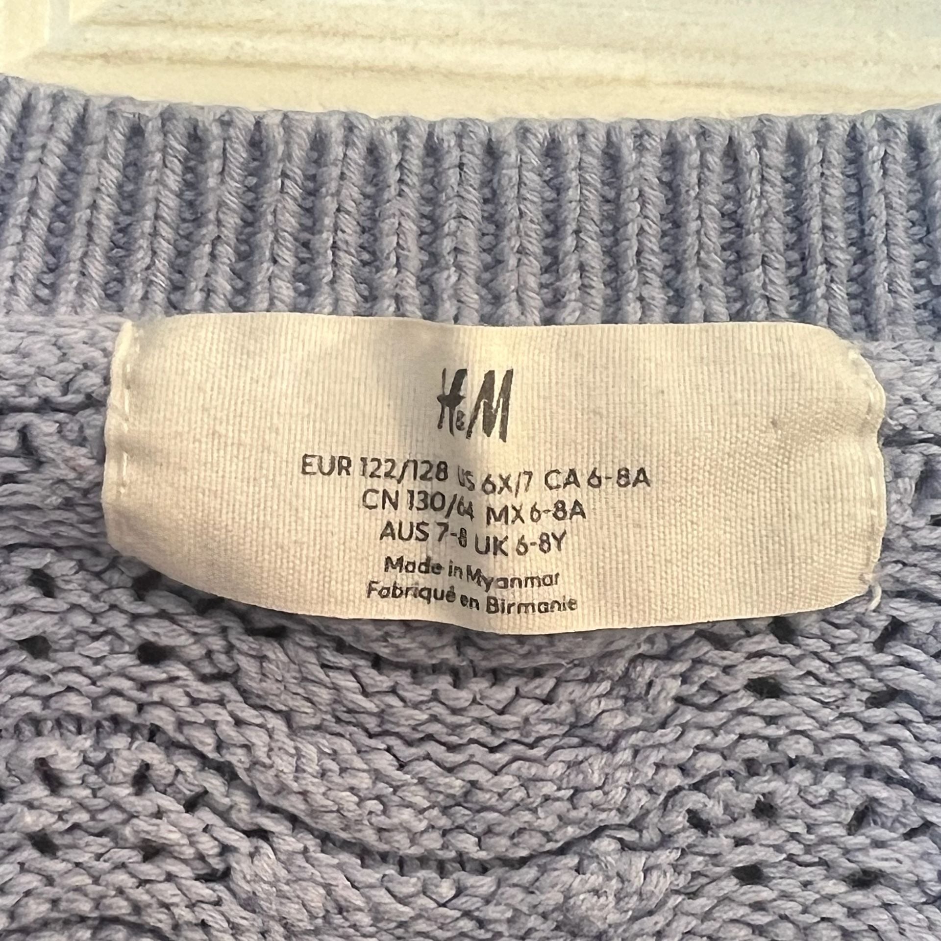 H&M Kids Blue Pointelle Knit Scalloped Edge Cardigan Sweater Size 6-8 Years 3