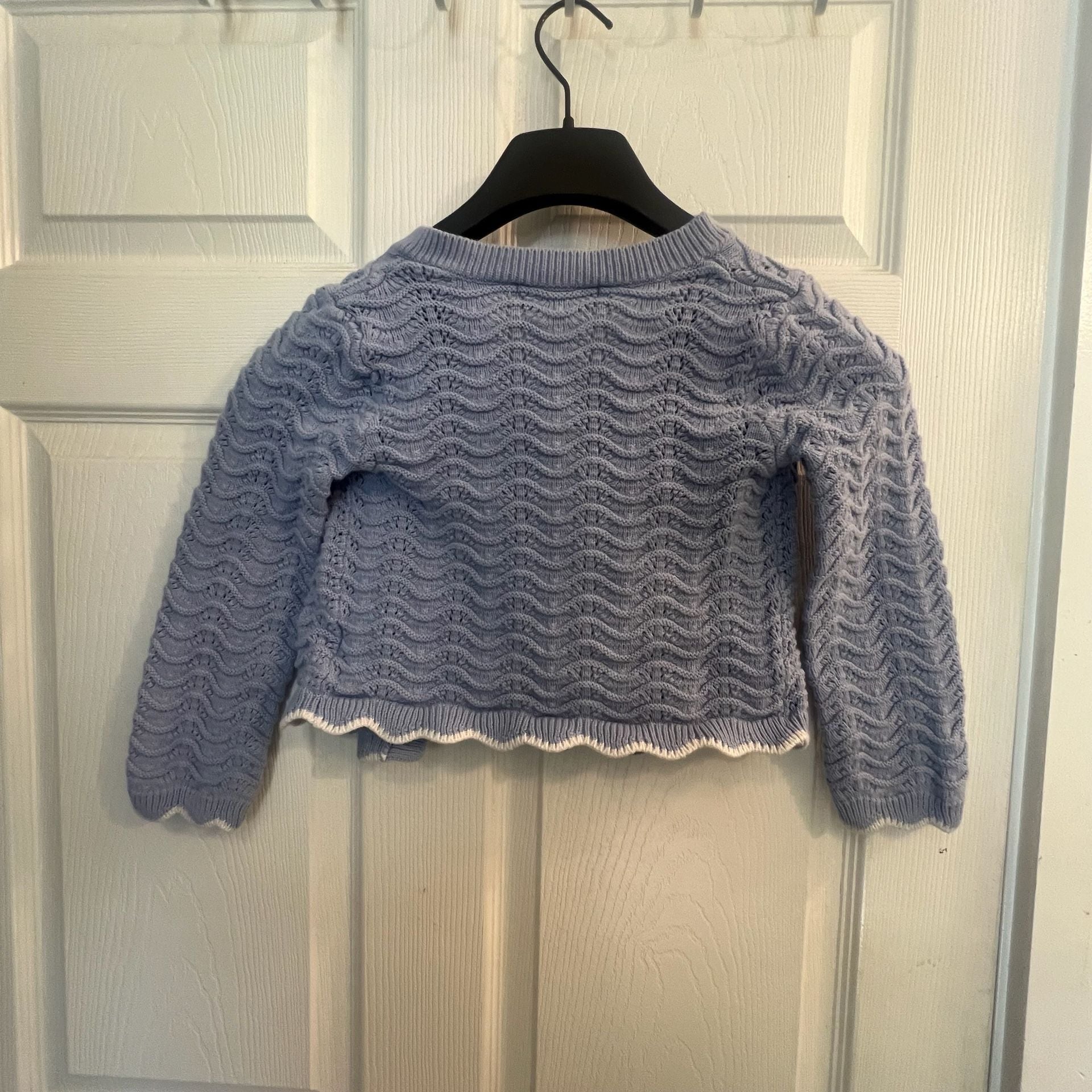 H&M Kids Blue Pointelle Knit Scalloped Edge Cardigan Sweater Size 6-8 Years 5