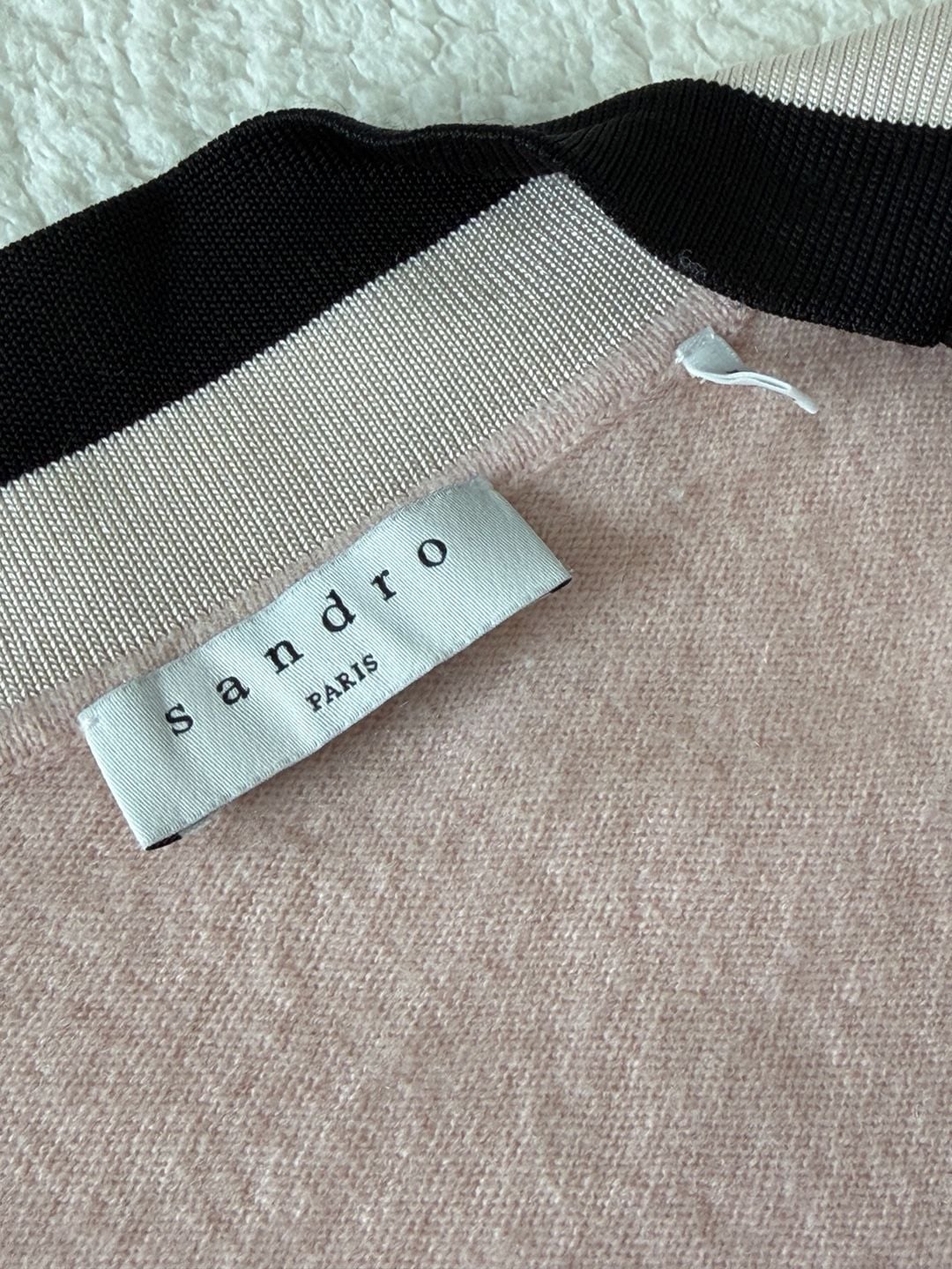 Sandro Paris Pink Wool & Cashmere Blandine Cardigan with Pearl Buttons 7