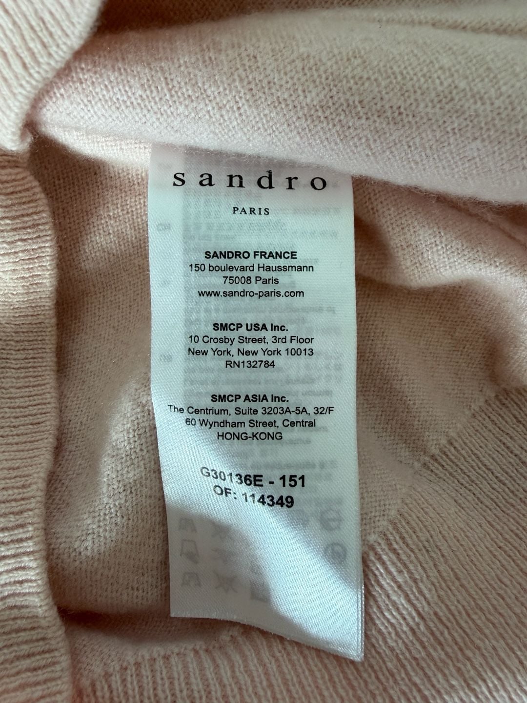 Sandro Paris Pink Wool & Cashmere Blandine Cardigan with Pearl Buttons 10