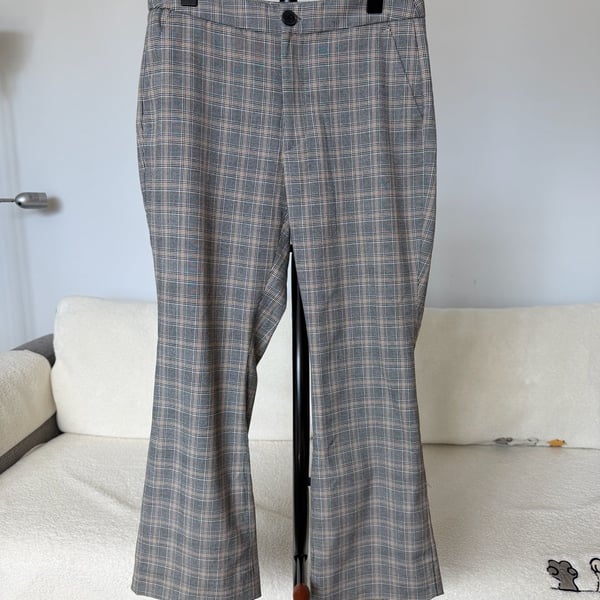 Banana Republic Women's Plaid High-Rise Crop Flare Pants Size 4