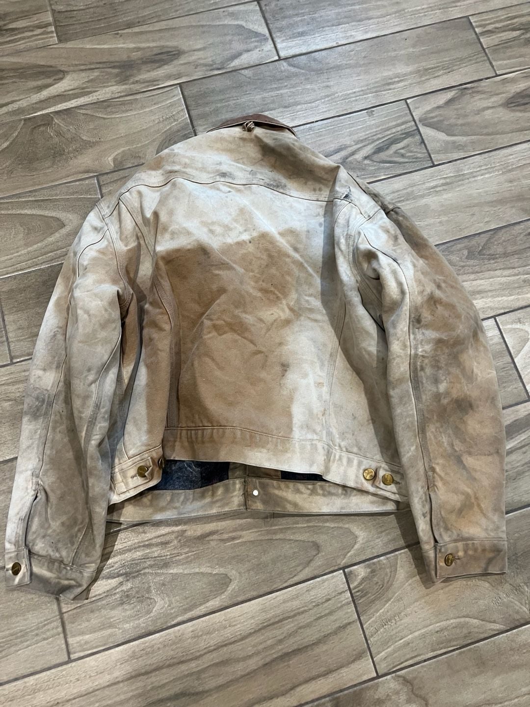 Vintage 90s Carhartt JB0906 Blanket Lined Denim Trucker Jacket Distressed Size 48 4