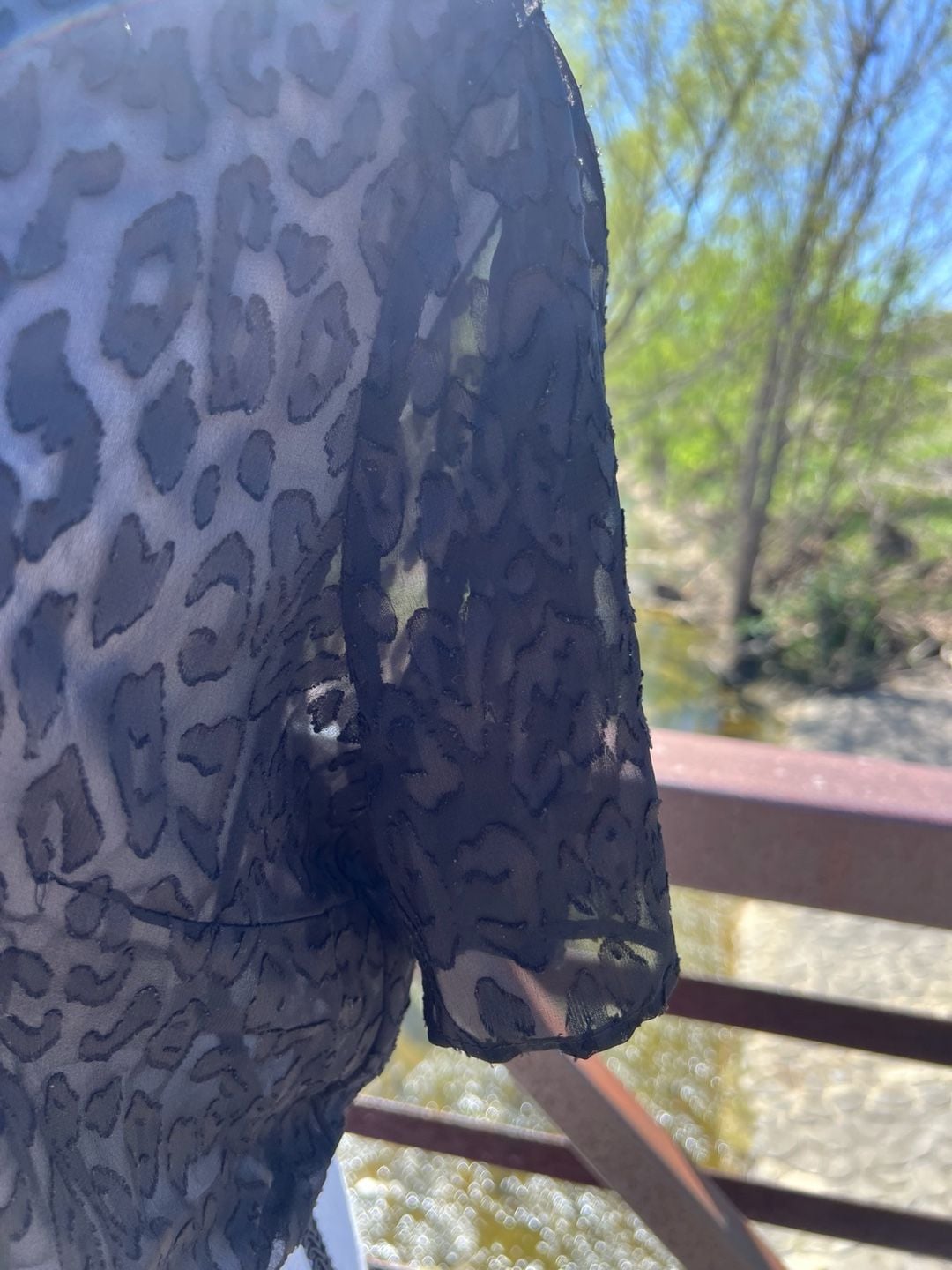 BCBGeneration Black Sheer Leopard Print Lace Short Sleeve Crop Top Size S 5