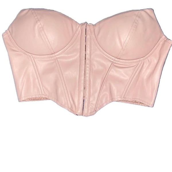 Windsor Blush Faux Leather Strapless Underwire Bustier Corset Top