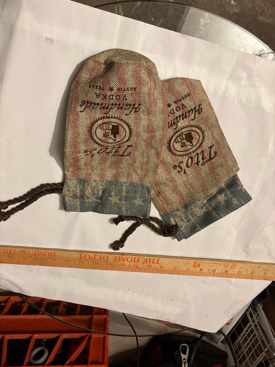 Set of 2 Tito's Handmade Vodka Americana Burlap Drawstring Bottle Bags 1