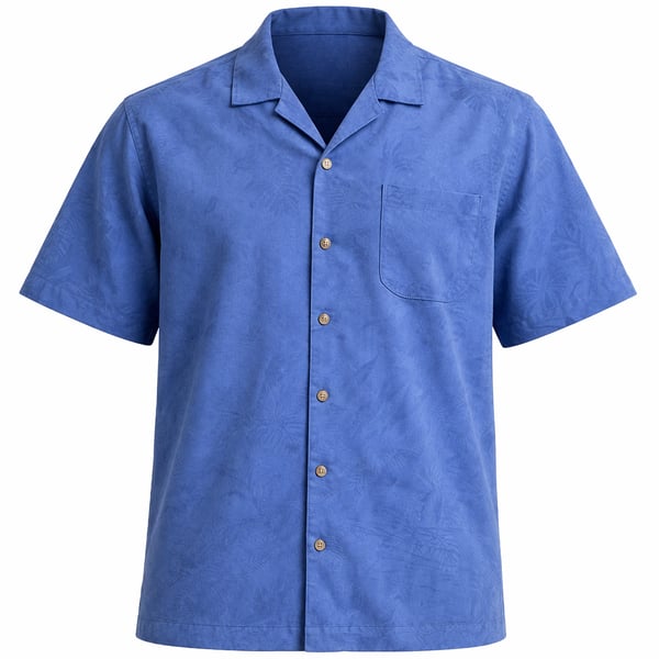 Tommy Bahama Men's XXLT Blue Tropical Jacquard Silk Bird of Paradise Camp Shirt