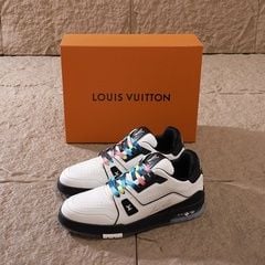 Louis Vuitton LV Trainer Sneaker White Black Rainbow Laces 3