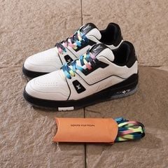 Louis Vuitton LV Trainer Sneaker White Black Rainbow Laces 4