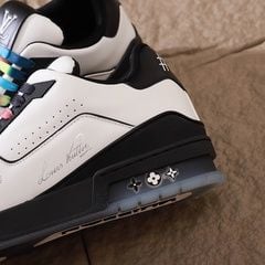 Louis Vuitton LV Trainer Sneaker White Black Rainbow Laces 5