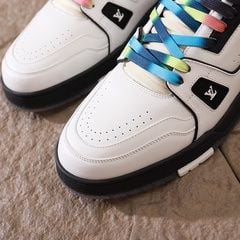 Louis Vuitton LV Trainer Sneaker White Black Rainbow Laces 6