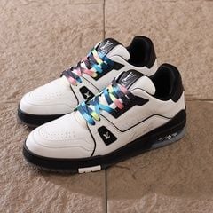 Louis Vuitton LV Trainer Sneaker White Black Rainbow Laces 8