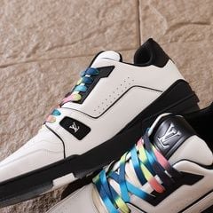 Louis Vuitton LV Trainer Sneaker White Black Rainbow Laces 9