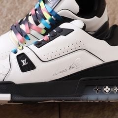 Louis Vuitton LV Trainer Sneaker White Black Rainbow Laces 11