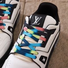 Louis Vuitton LV Trainer Sneaker White Black Rainbow Laces 13