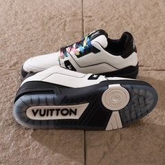 Louis Vuitton LV Trainer Sneaker White Black Rainbow Laces 16