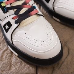 Louis Vuitton LV Trainer Sneaker White Black Rainbow Laces 22