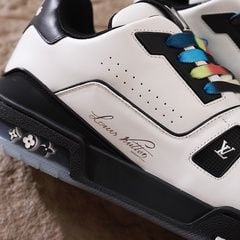 Louis Vuitton LV Trainer Sneaker White Black Rainbow Laces 23