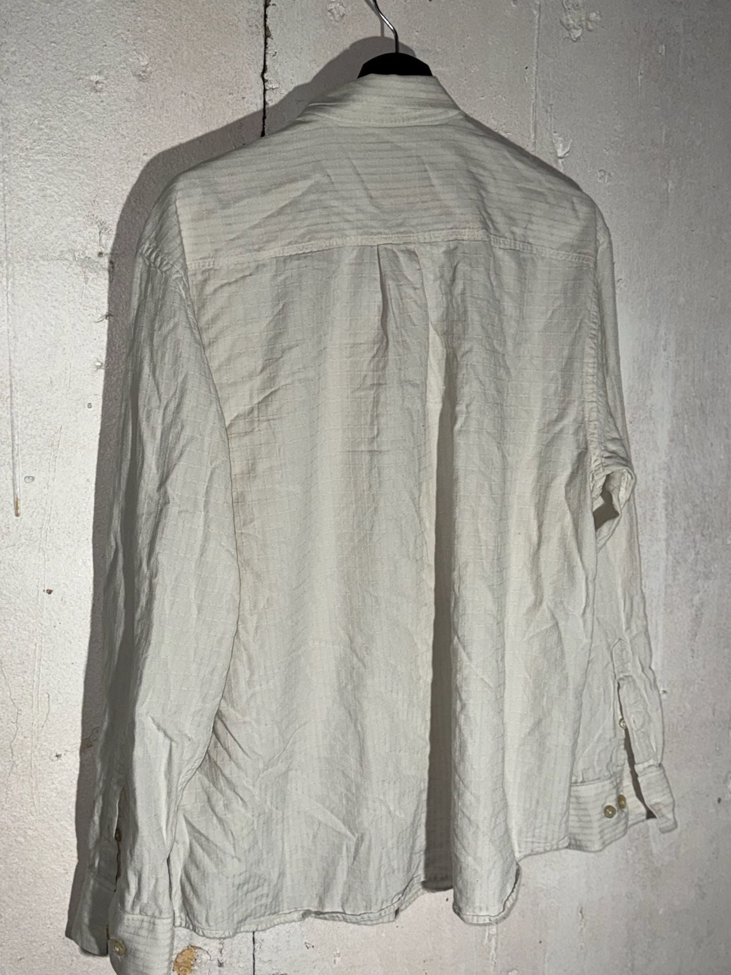 Tommy Bahama XL Silk Cotton Blend Textured Long Sleeve Button Down Shirt Off-White 7