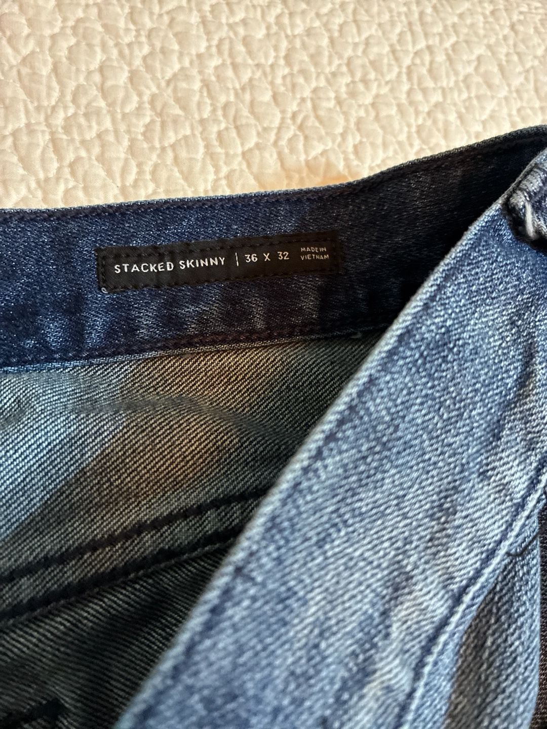 PacSun Stacked Skinny Comfort Stretch Blue Distressed Moto Biker Jeans 36x32 6
