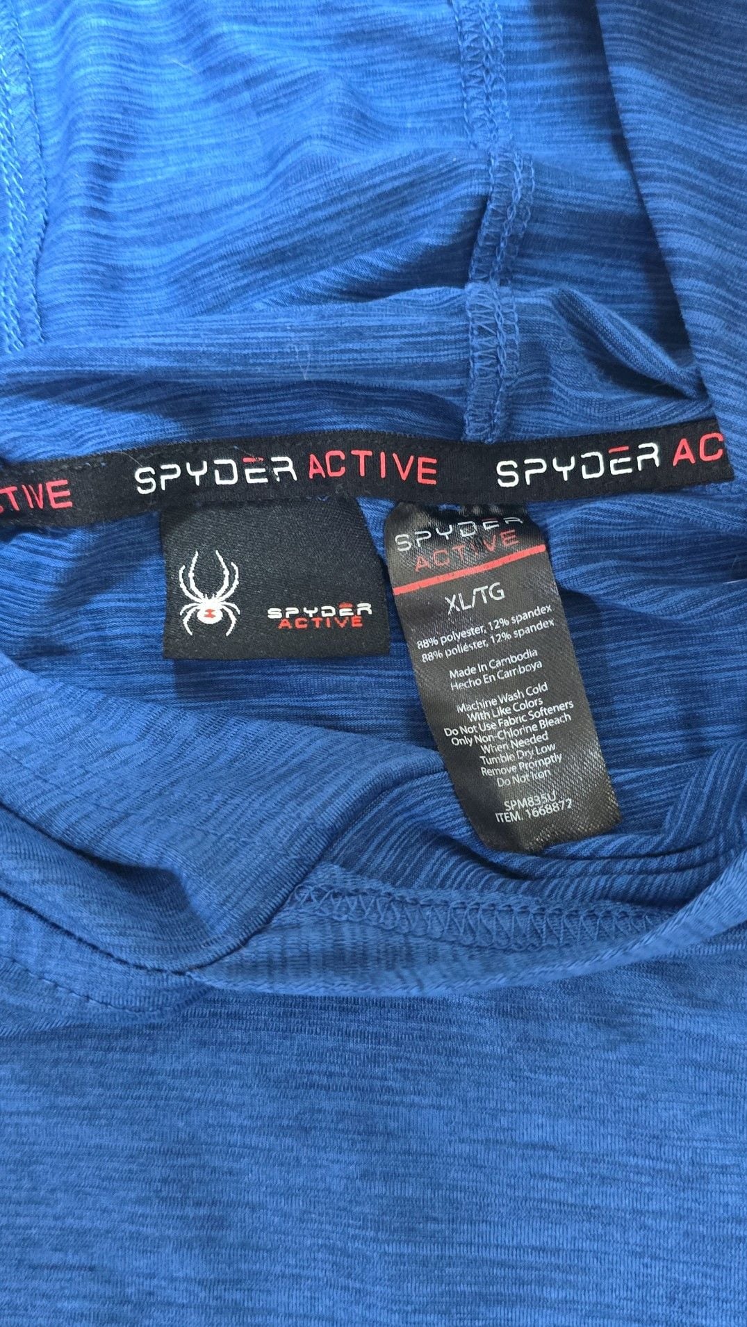 Spyder Active Men's Blue Performance Lightweight Stretch Hoodie XL 3