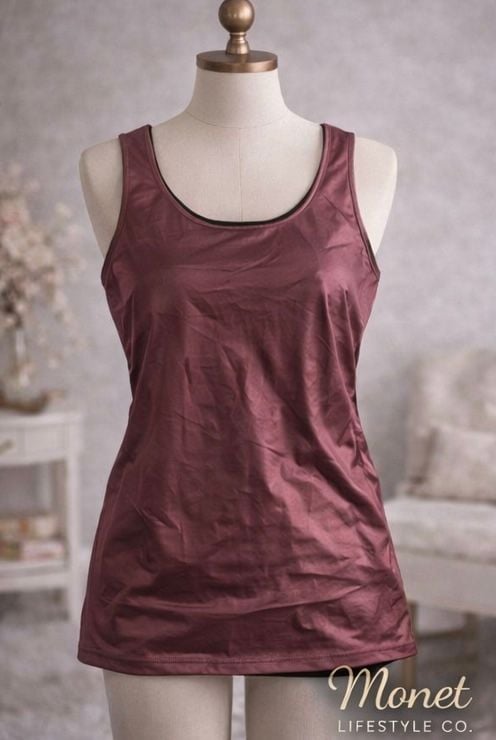 Monet Lifestyle Co. Metallic Maroon Sleeveless Tank Top 2