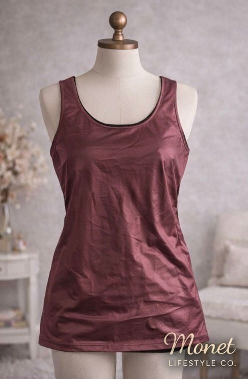 Monet Lifestyle Co. Metallic Maroon Sleeveless Tank Top 3