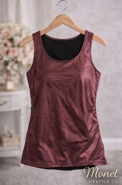 Monet Lifestyle Co. Metallic Maroon Sleeveless Tank Top 5