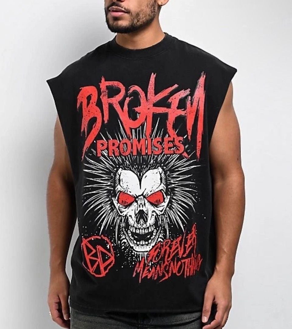Broken Promises Widows Peak Black Muscle Tank Top 2