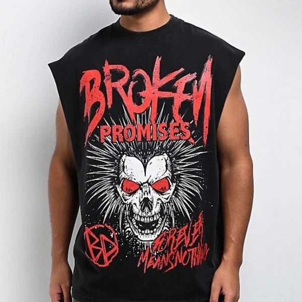 Broken Promises Widows Peak Black Muscle Tank Top