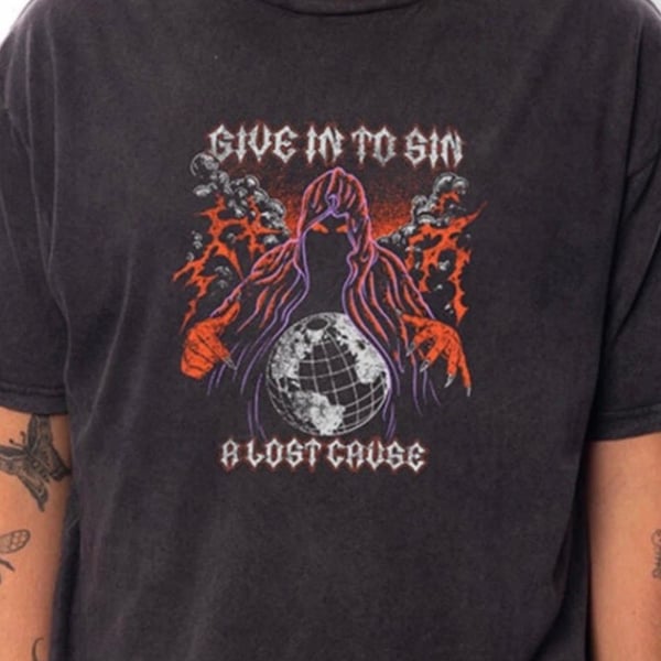 A Lost Cause Give In To Sin Washed T-Shirt