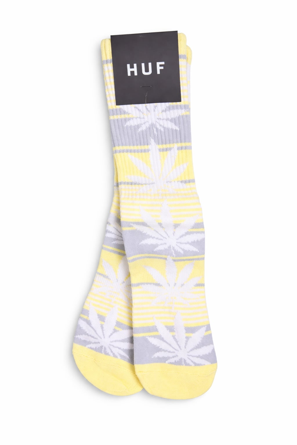 HUF Plantlife Melange Striped Crew Socks Yellow Heather Grey 1