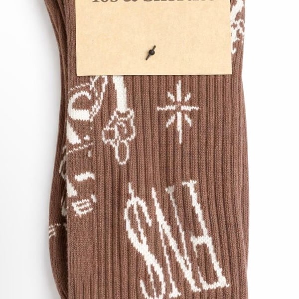 40s & Shorties Brown FNS Graphic Ribbed Crew Socks