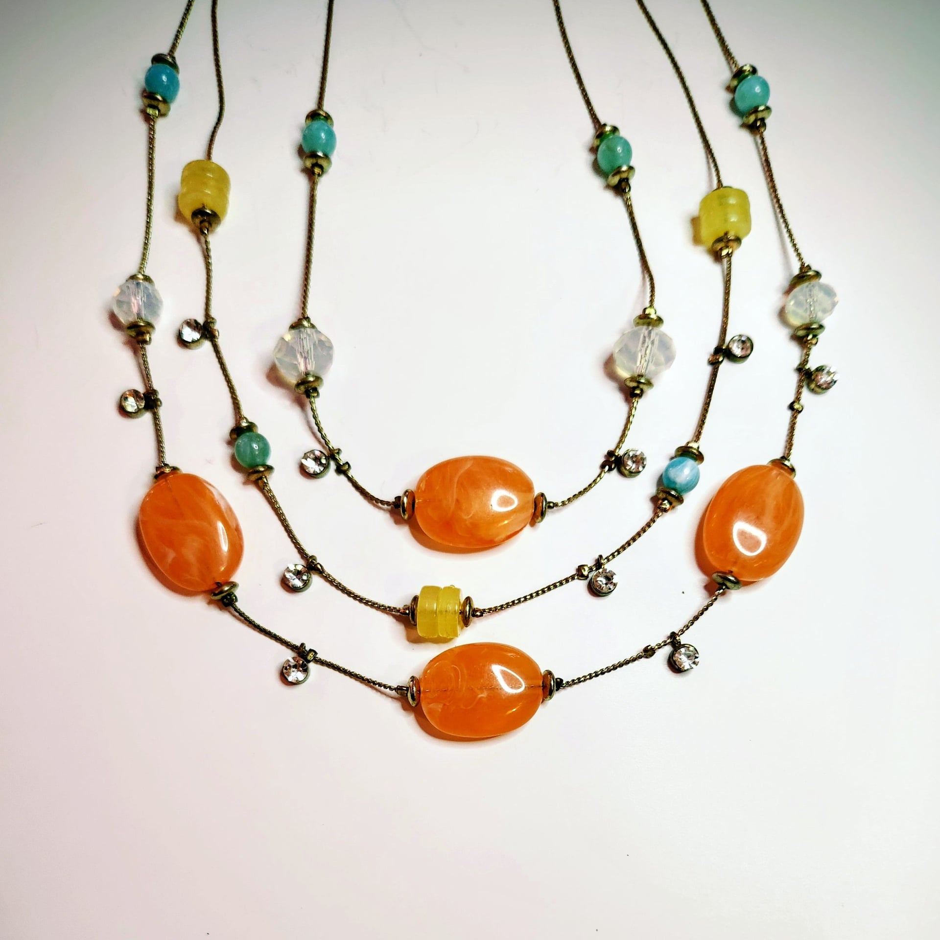 Premier Designs Austin Multi-Strand Necklace with Orange and Turquoise Accents 3