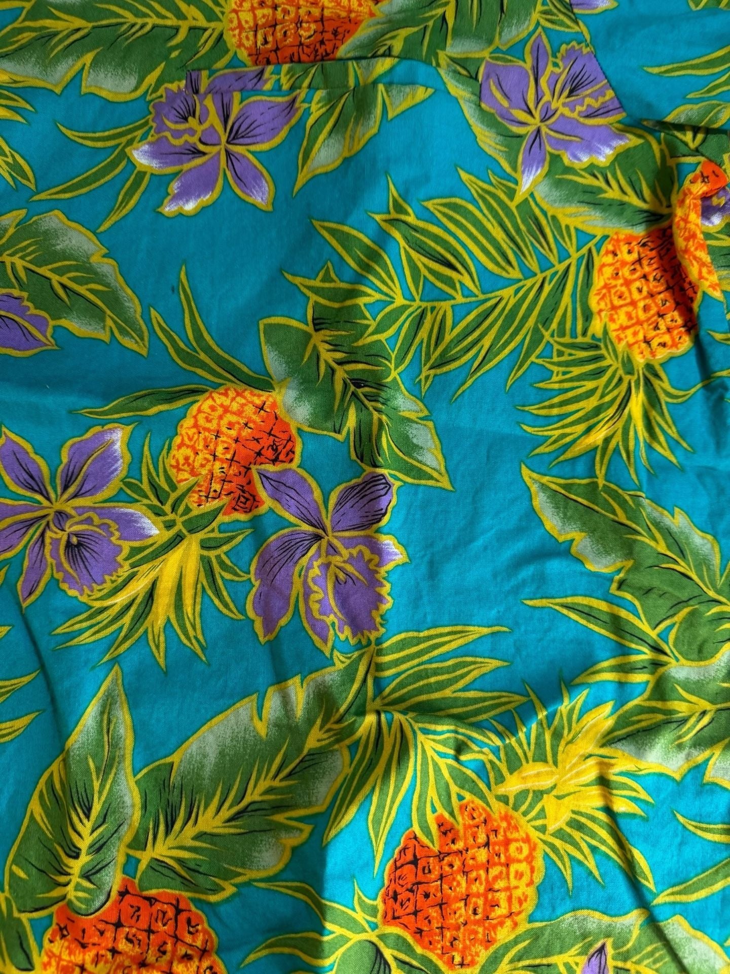Vintage Royal Creations Hawaii Pineapple & Orchid Tropical Hawaiian Shirt XL 6
