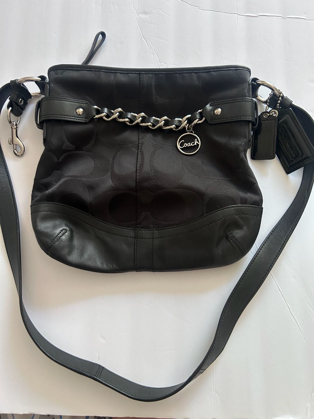 Coach Signature Optic Metallic Chain North South Duffle Crossbody Bag F19730 2