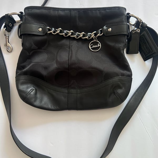 Coach Signature Optic Metallic Chain North South Duffle Crossbody Bag F19730