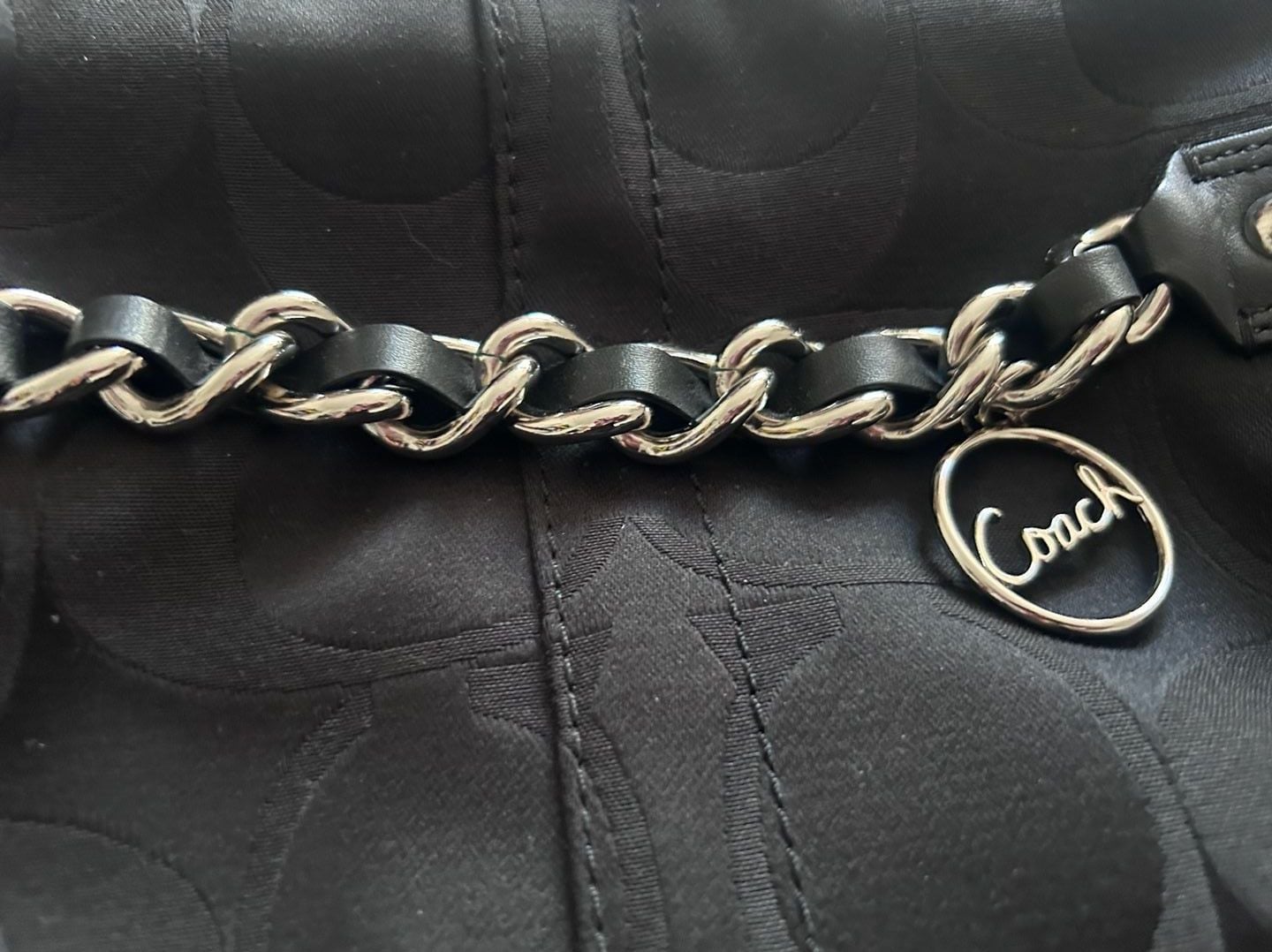 Coach Signature Optic Metallic Chain North South Duffle Crossbody Bag F19730 6