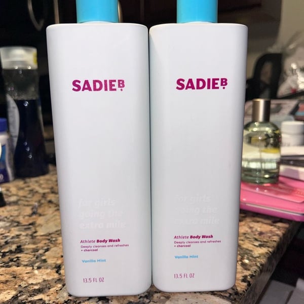 Lot of 2 SadieB Athlete Body Wash Vanilla Mint with Charcoal 13.5 fl oz