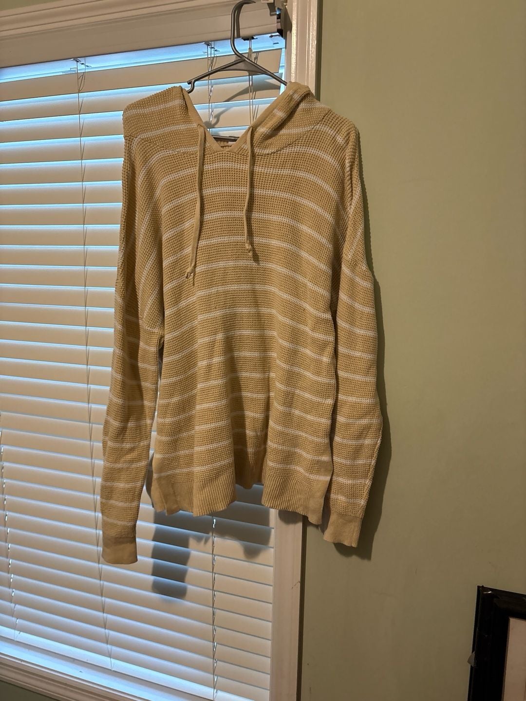 GAP Striped Knit Pullover Hoodie Sweater in Yellow and White 2