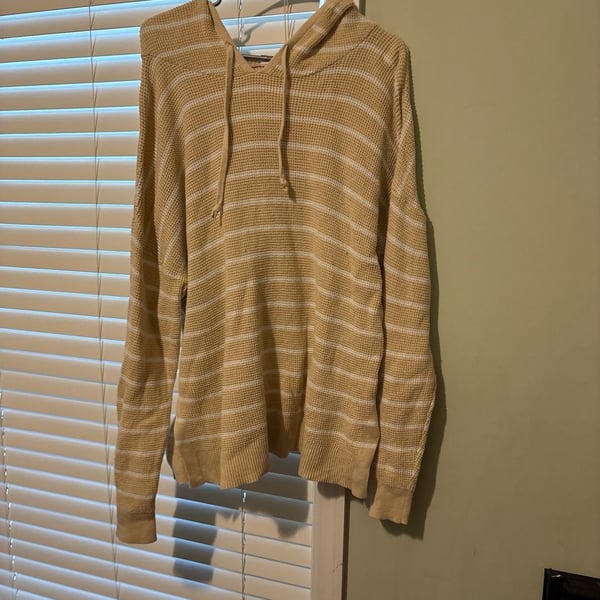 GAP Striped Knit Pullover Hoodie Sweater in Yellow and White