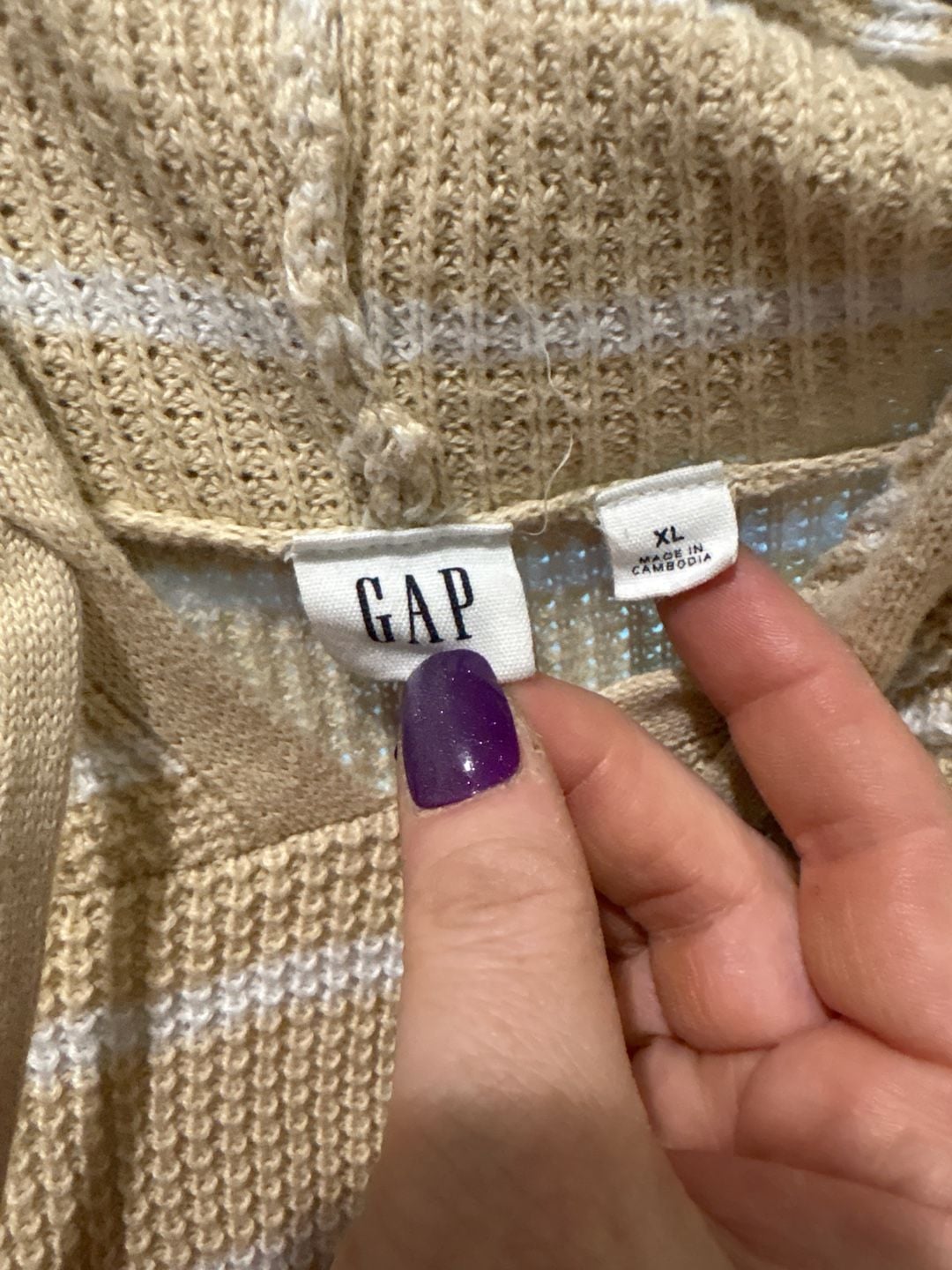 GAP Striped Knit Pullover Hoodie Sweater in Yellow and White 4