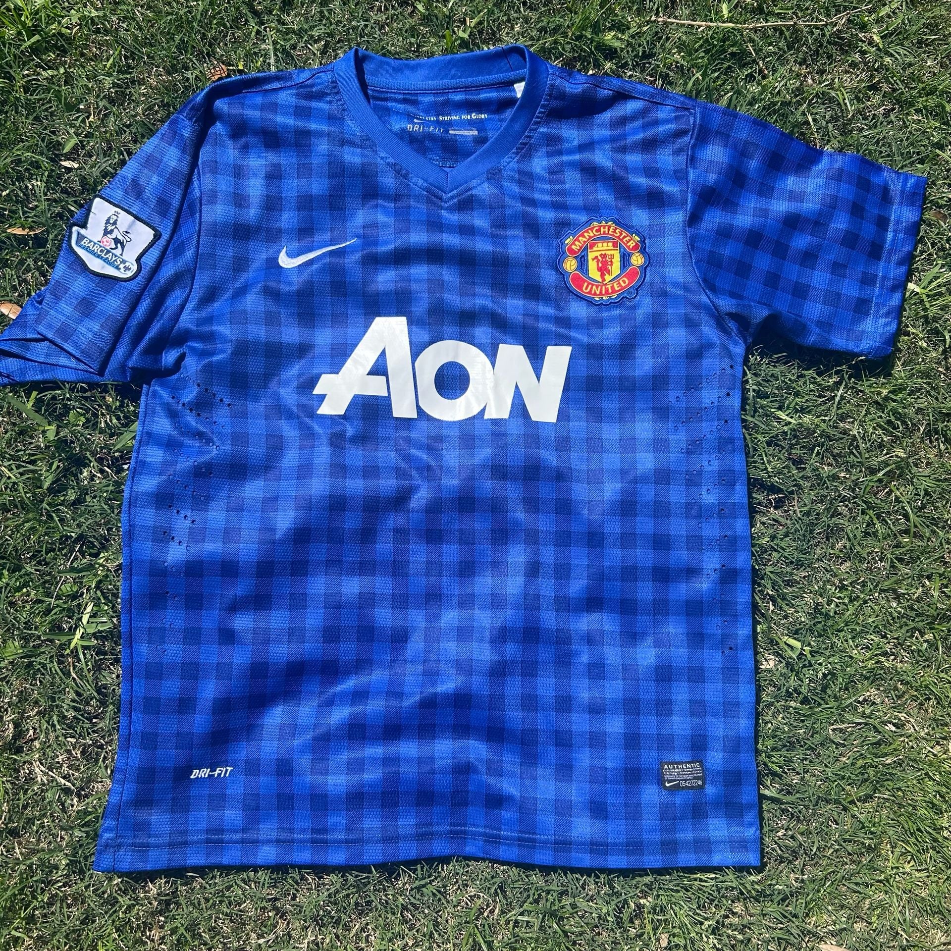 Manchester United 2012-2013 Blue Plaid Gingham Goalkeeper Jersey 2
