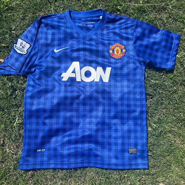 Manchester United 2012-2013 Blue Plaid Gingham Goalkeeper Jersey