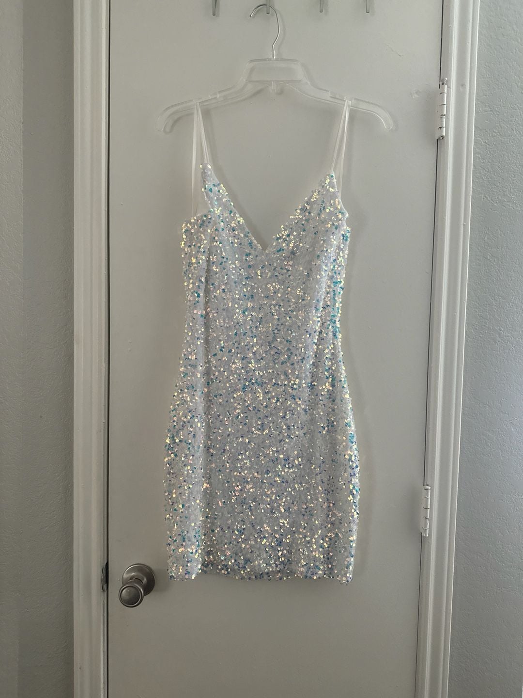 Kathy Iridescent Sequin Mini Dress White 2