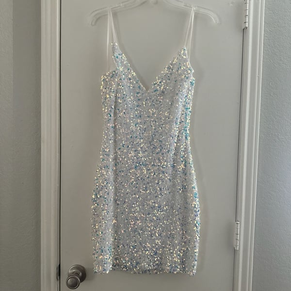 Kathy Iridescent Sequin Mini Dress White