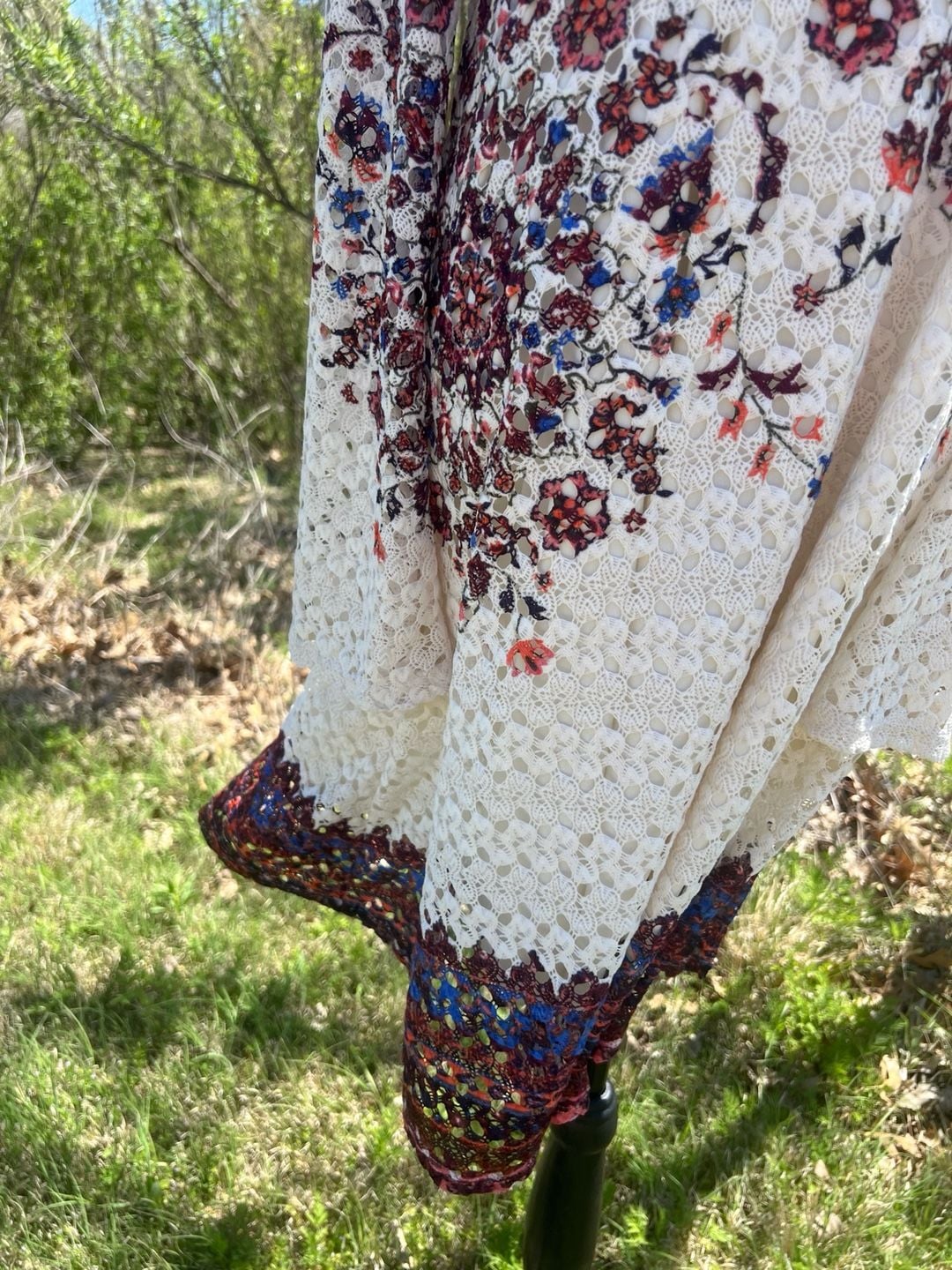 Xhilaration Boho Floral Lace Bell Sleeve Mini Dress with Tie Back 4